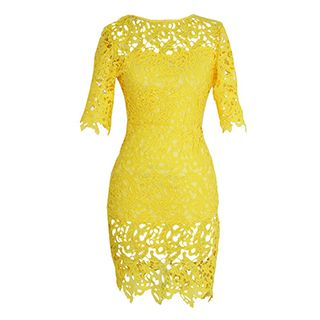 Blinck Elbow-Sleeve Lace Dress