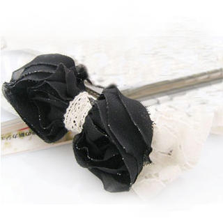 Fit-to-Kill Sparkle lace and chiffon bow hair pin -black One Size