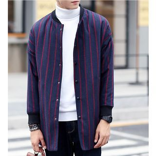 Bay Go Mall Striped Snap-Button Jacket