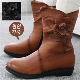 Reneve Corsage Genuine-Leather Short Boots