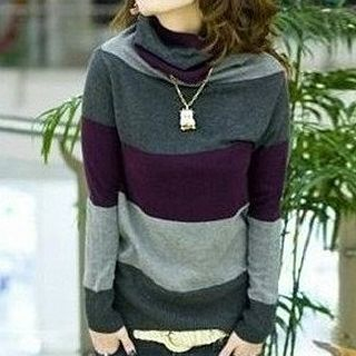 Rocho Turtleneck Color-Block Sweater