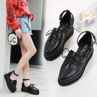 Platform | Leather | Ankle | Strap | Shoe | Faux