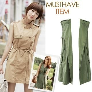 Buy VIVIDRESS Sleeveless Trench Coat Detail Dress 1023067380