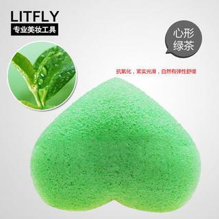 Litfly Natural Konjac Sponge (Heart) (Green Tea) 1 pc