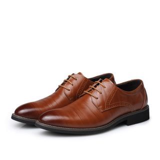 Fortuna Genuine-Leather Lace-Up Pointy Dress Shoes