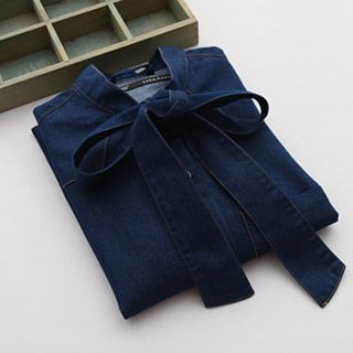 BACKSTREET Tie Neck Denim Shirt