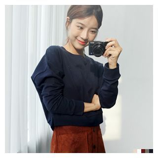 FROMBEGINNING Drop-Shoulder Cropped Pullover