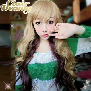 Clair Beauty Long Full Wig - Gradient Wavy Yellow Mix Wine - One Size