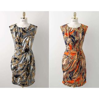 Forest Of Darama Print Sleeveless Chiffon Dress