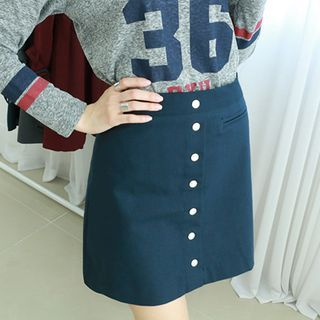 Dodostyle Buttoned Front A-Line Skirt