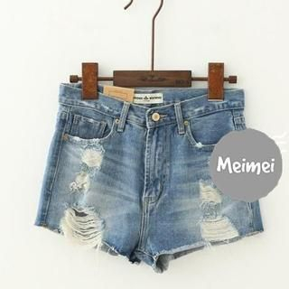 Meimei Washed Distressed Denim Shorts