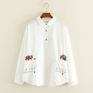 Mushi Long-Sleeve Embroidered Blouse