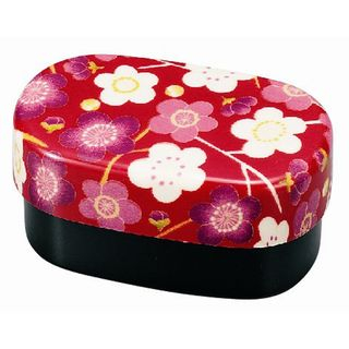 Hakoya Hakoya Nunobari Kaga Oval Lunch Box Ume Red