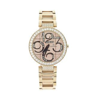 COSI MODA Steel / Leather Watch with Cubic Zirconia One Size