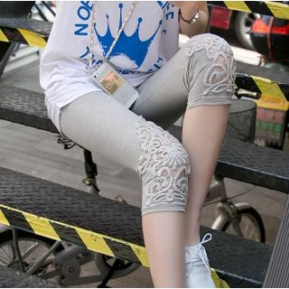 Little Flower Mid Cuff Lace Panel Leggings