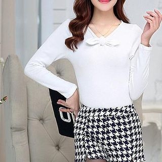 Fashion Street Bow Long-Sleeve Top