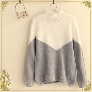 Fairyland Two-Tone Mock Neck Sweater