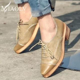 MIAOLV Pointy Block Heel Oxford Shoes
