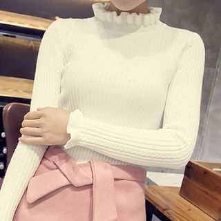 Octavia Frilled Stand Collar Knit Pullover