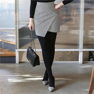 ode' Houndstooth Shirred Mini Pencil Skirt