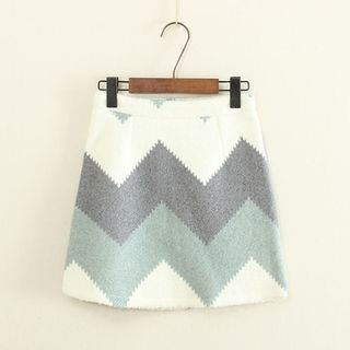 Mushi Zigzag Pattern A-Line Skirt
