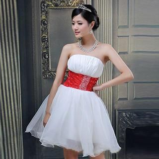 Bridal Workshop Strapless Embellished Mini Prom Dress