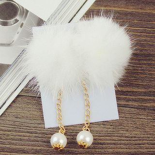Aokuna Faux Pearl Fluffy Earrings