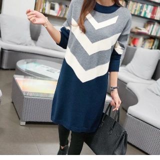 Romantica Color-Block Patterned Long Knit Top