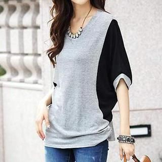 Dream Girl Two-Tone Elbow-Sleeve Top