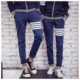 Simpair Matching Couple Striped Sweatpants