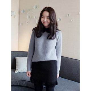 maybe-baby Ribbed Wool Blend Knit Top