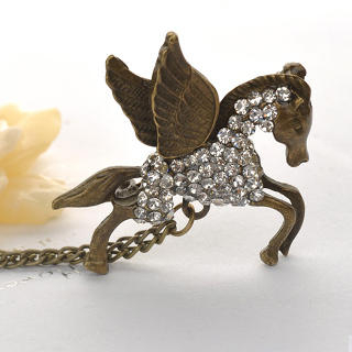 Fit-to-Kill Crystal Flying Horse Brooch  Copper - One Size