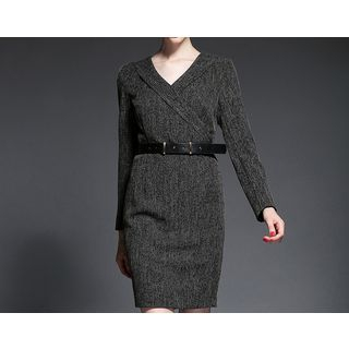 Merald Long Sleeved V-neck Dress