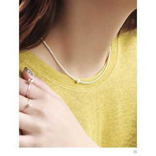 PINKROCKET Faux Pearl Chain Necklace