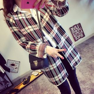 Lucy Girl Check Knit Long Jacket