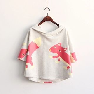 Piko Fox Print Hood Pullover