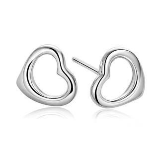 BELEC White Gold Plated 925 Sterling Silver Heart-shaped Stud Earrings