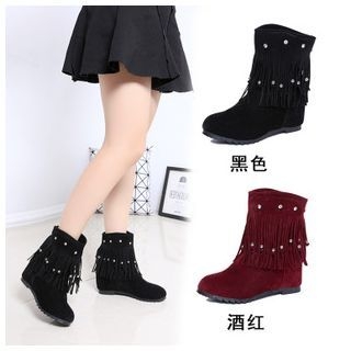 BAYO Fringed Hidden Wedge Ankle Boots