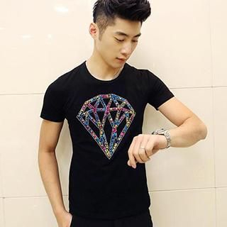 Besto Short-Sleeve Diamond Print T-Shirt