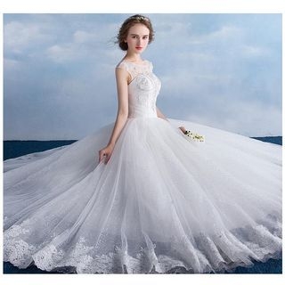 MSSBridal Lace Embroidered Ball Gown Wedding Dress