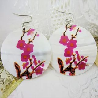 Starry Floral Shell Earrings Same As Figure - One Size