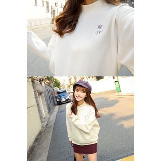 Bongjashop Mock-Neck Puppy Print Pullover