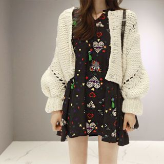 partysu Chunky Pointelle-Knit Cardigan