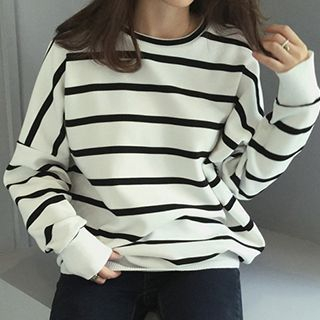 Fashion Street Drop-shoulder Stripe Pullover