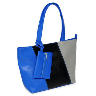 yeswalker Color-Block Tote with Pouch Blue and Black and Grey - One Size