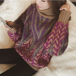 DreamyShow Patterned Turtleneck Sweater
