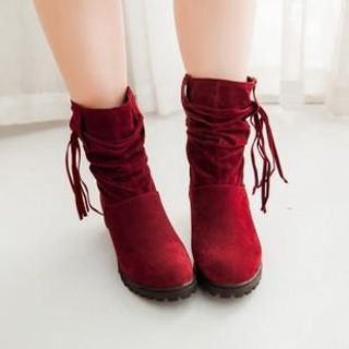 CITTA Fringed Heel Ankle Boots