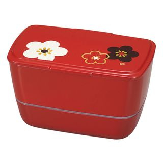 Hakoya Hakoya Cool Bento 2 Layers Lunch Box Hanamonyou Ume Red