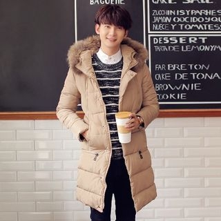 Bay Go Mall Faux Fur Trim Hooded Padded Coat