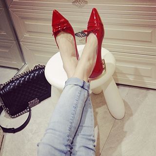 Crystella Bow Pointy Pumps
